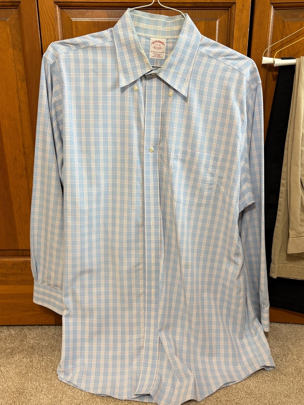 Brooks Brothers Blue & White Plaid Dress Shirt